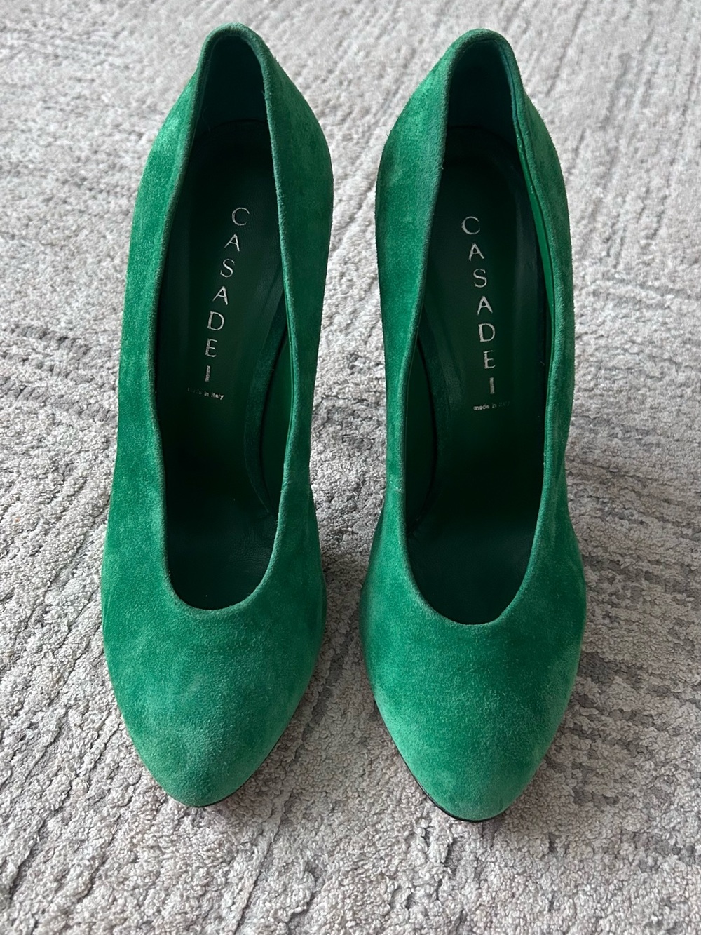 Casadei Green Suede Pumps in Size 9 Bright Colour Statement Heels